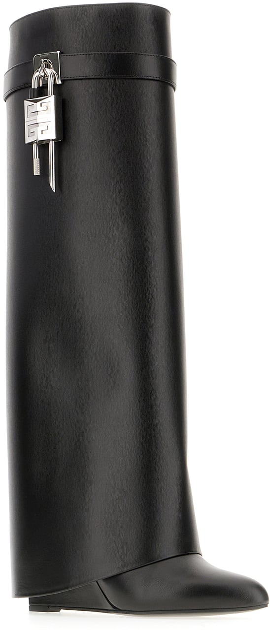 Givenchy Givenchy Black leather wide Shark Lock boots Zwart