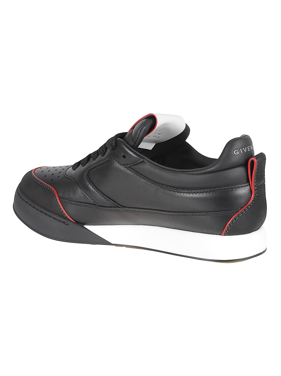 Givenchy Black Leather Sneakers with Bold Red Accents Grijs