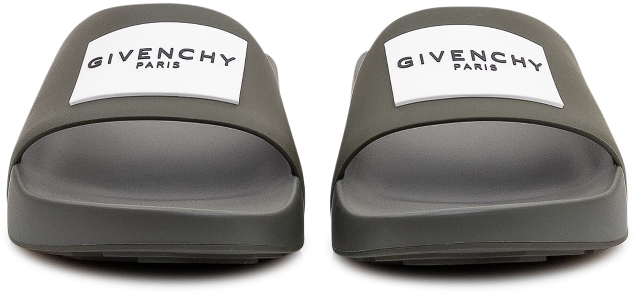 Givenchy Sandali Slide con Fascia e Logo Donkergrijs