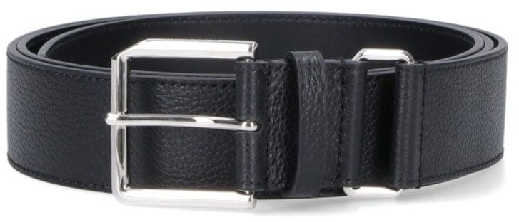 Givenchy Textured Leather Belt With Adjustable Silver-Tone Buckle Zwart