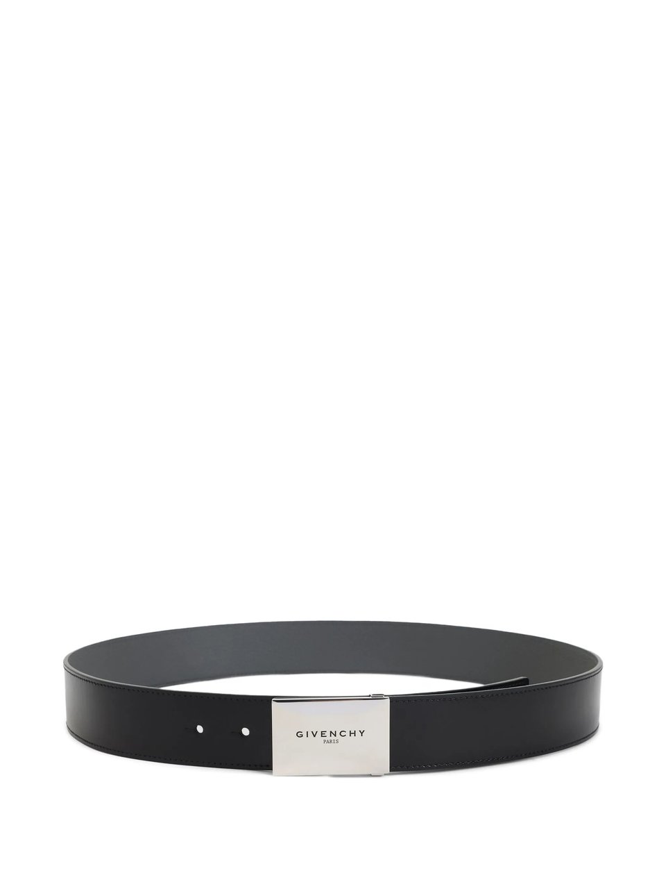 Givenchy Metal Plaque Black Calf Leather Belt Grijs