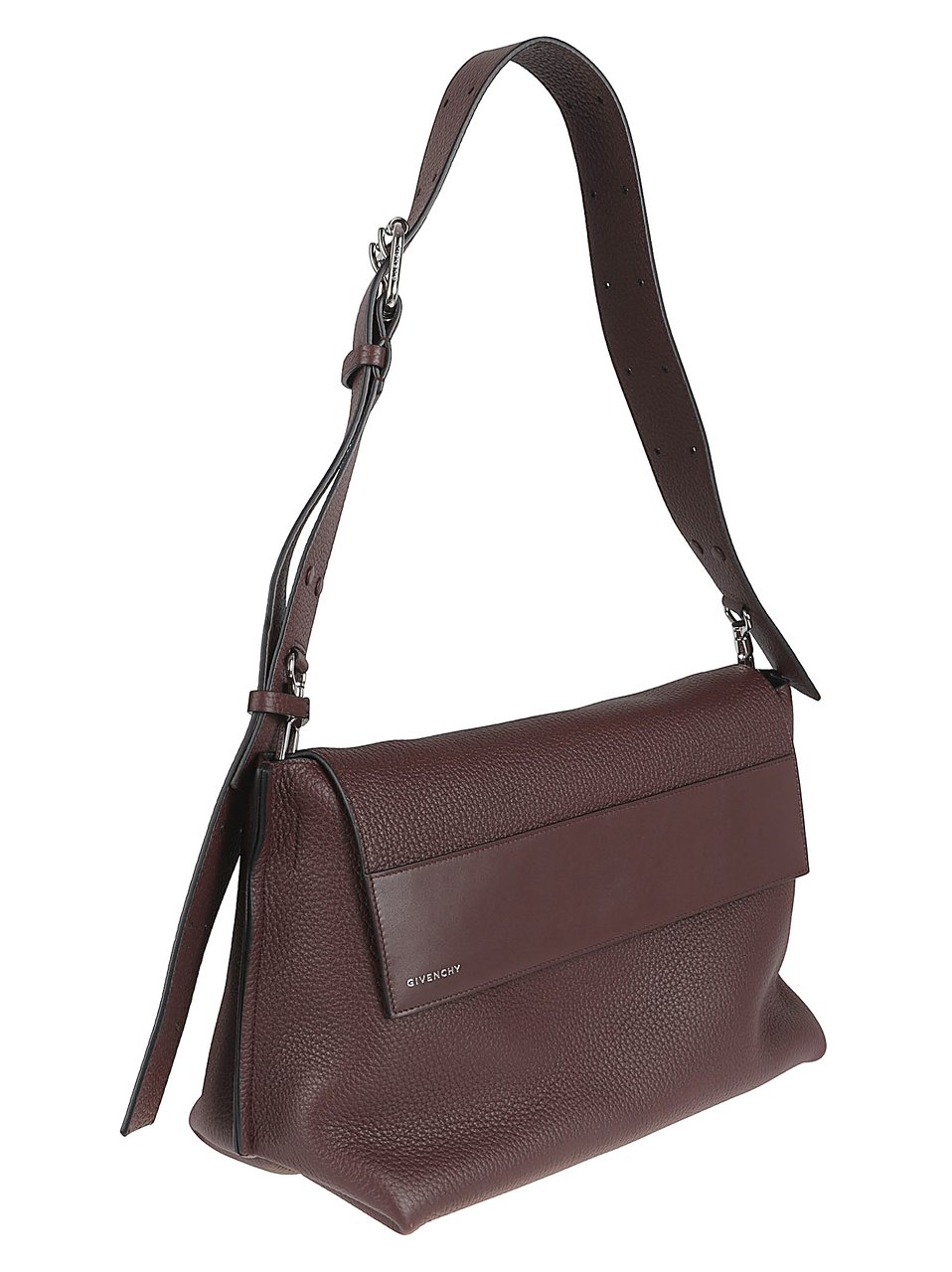 Givenchy Fold-Over Flap Leather Bag with Adjustable Strap Grijs