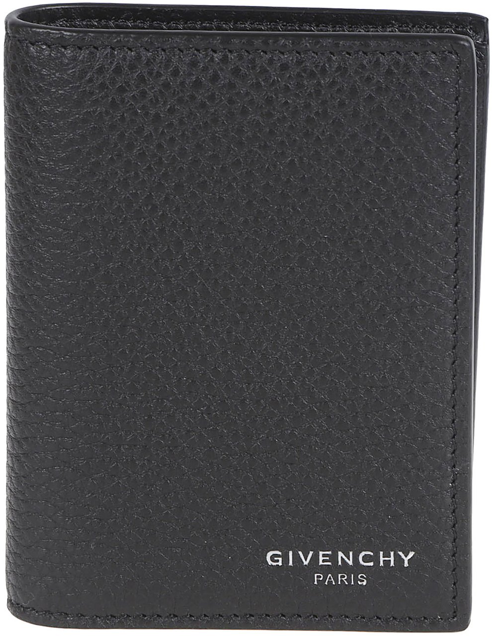Givenchy Neutrals Grainy Texture Bifold Card Holder Grijs