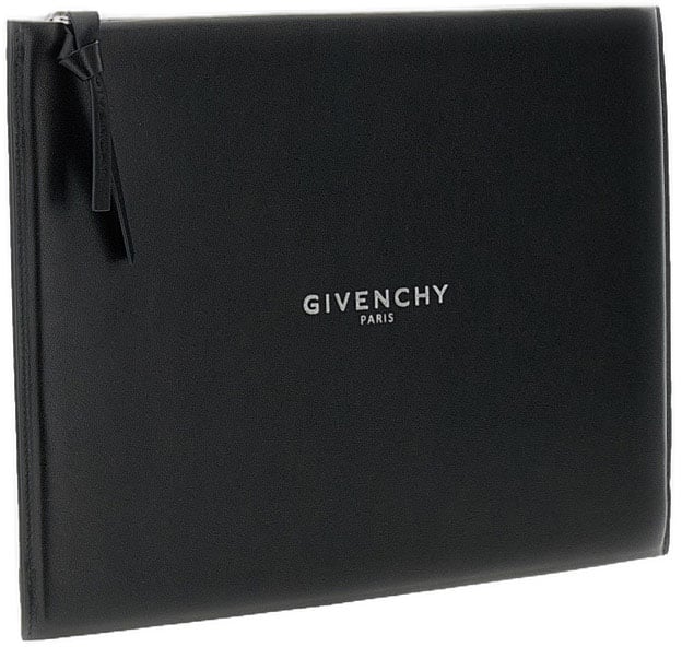 Givenchy Rectangular Leather Pouch with Embossed Logo Zwart