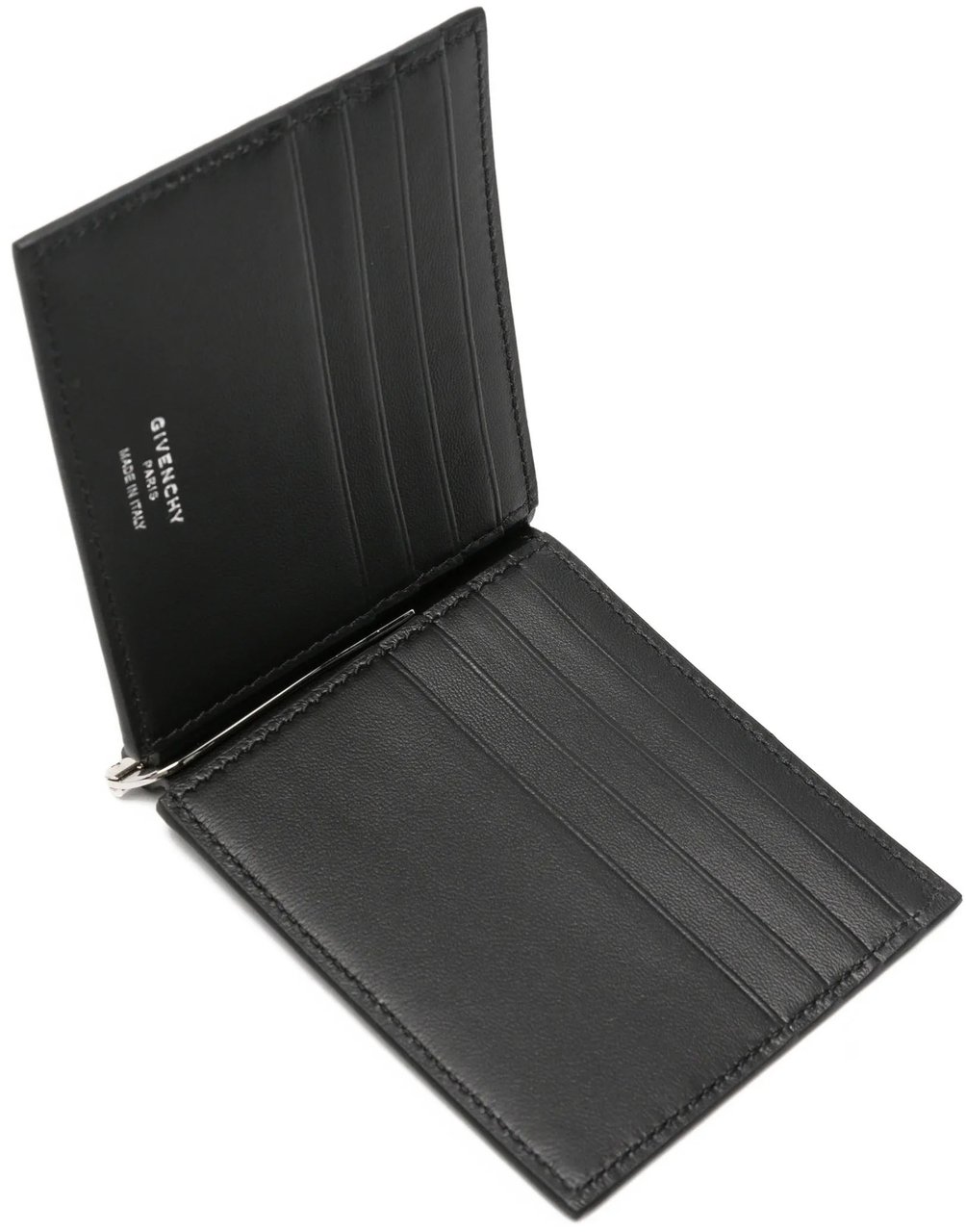 Givenchy Textured Calf Leather Bill Clip Wallet Zwart