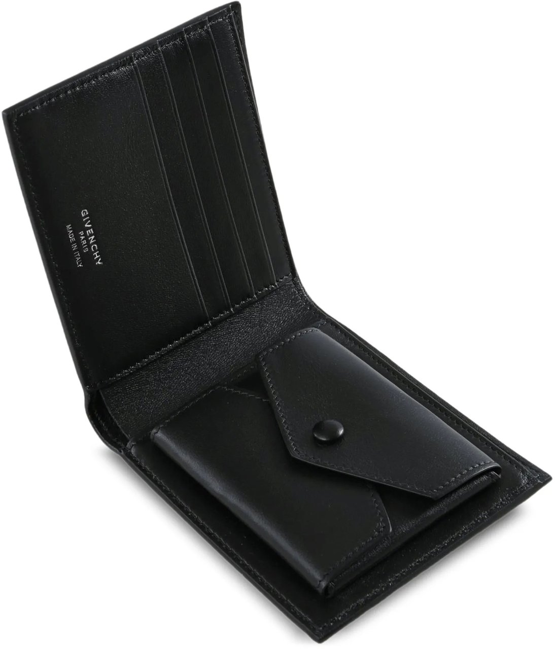 Givenchy Textured Calf Leather Billfold Coin Wallet Zwart