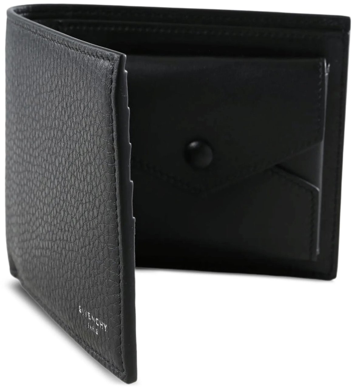 Givenchy Textured Calf Leather Billfold Coin Wallet Zwart