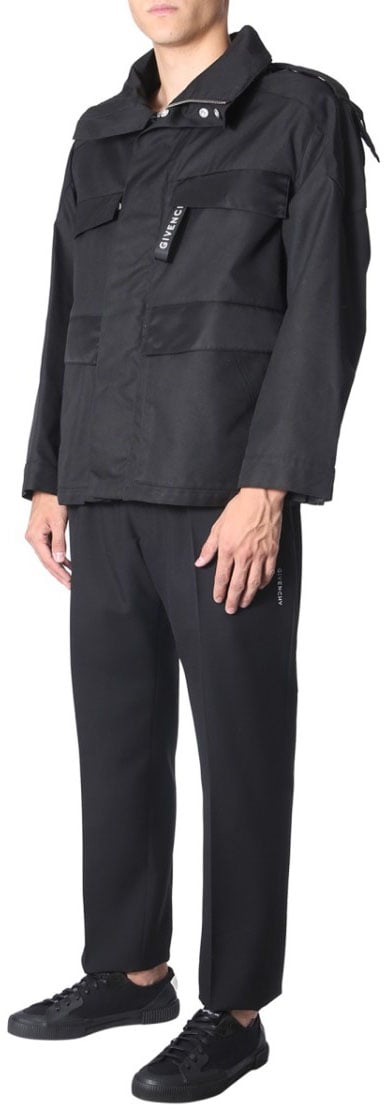 Givenchy Boxy Wind Jacket With High Collar Grijs