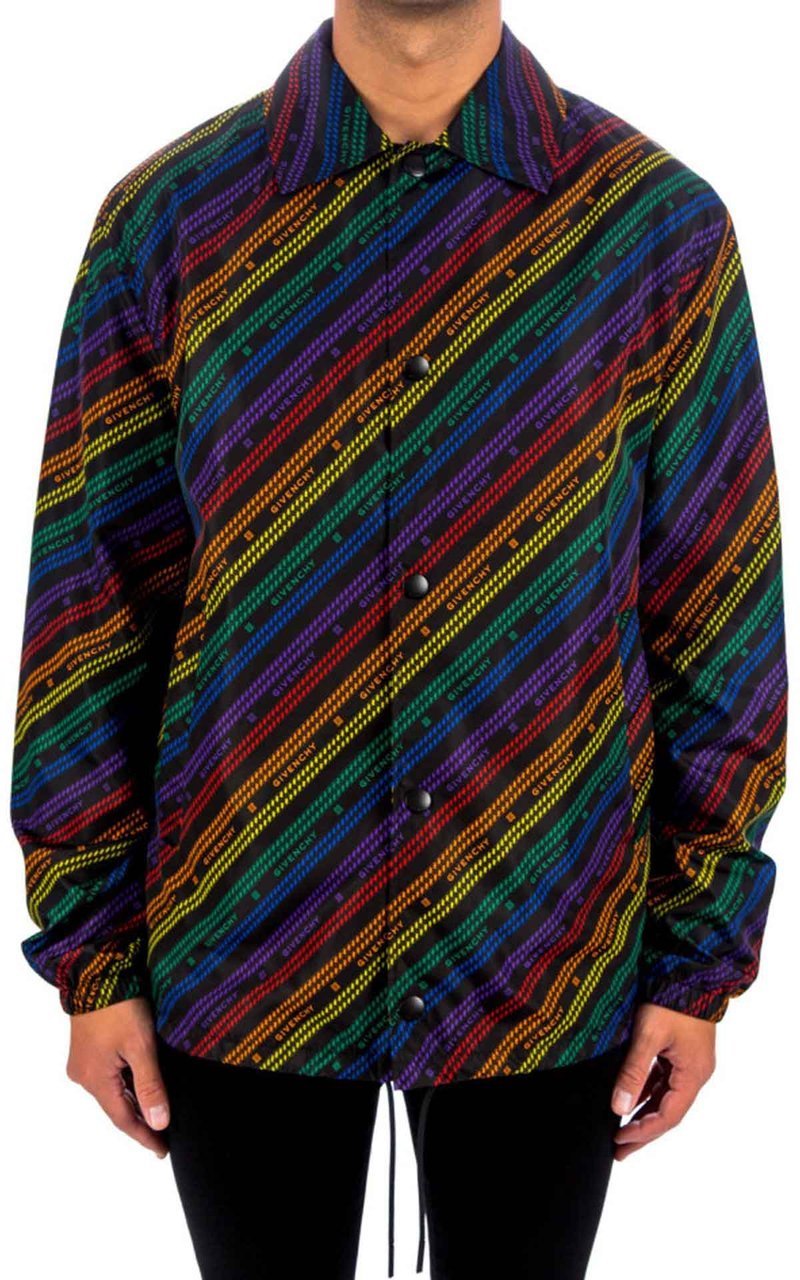 Givenchy Givenchy Rainbow Chain Nylon Jacket Zwart