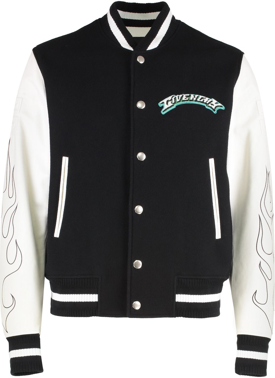 Givenchy Wool and leather bomber jacket Zwart