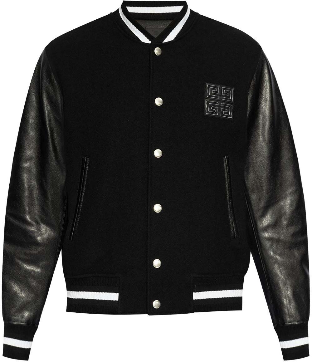 Givenchy Black Wool and Leather Jacket Zwart