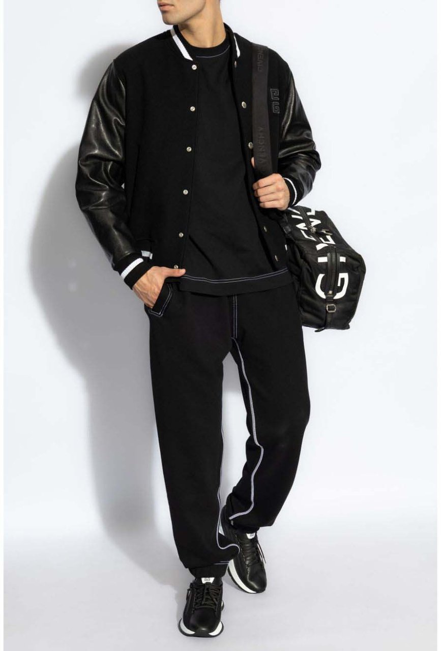 Givenchy Black Wool and Leather Jacket Zwart