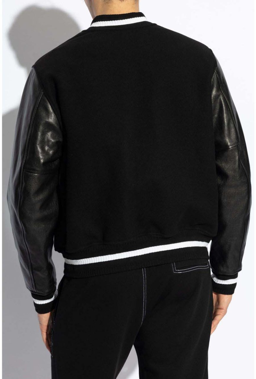 Givenchy Black Wool and Leather Jacket Zwart