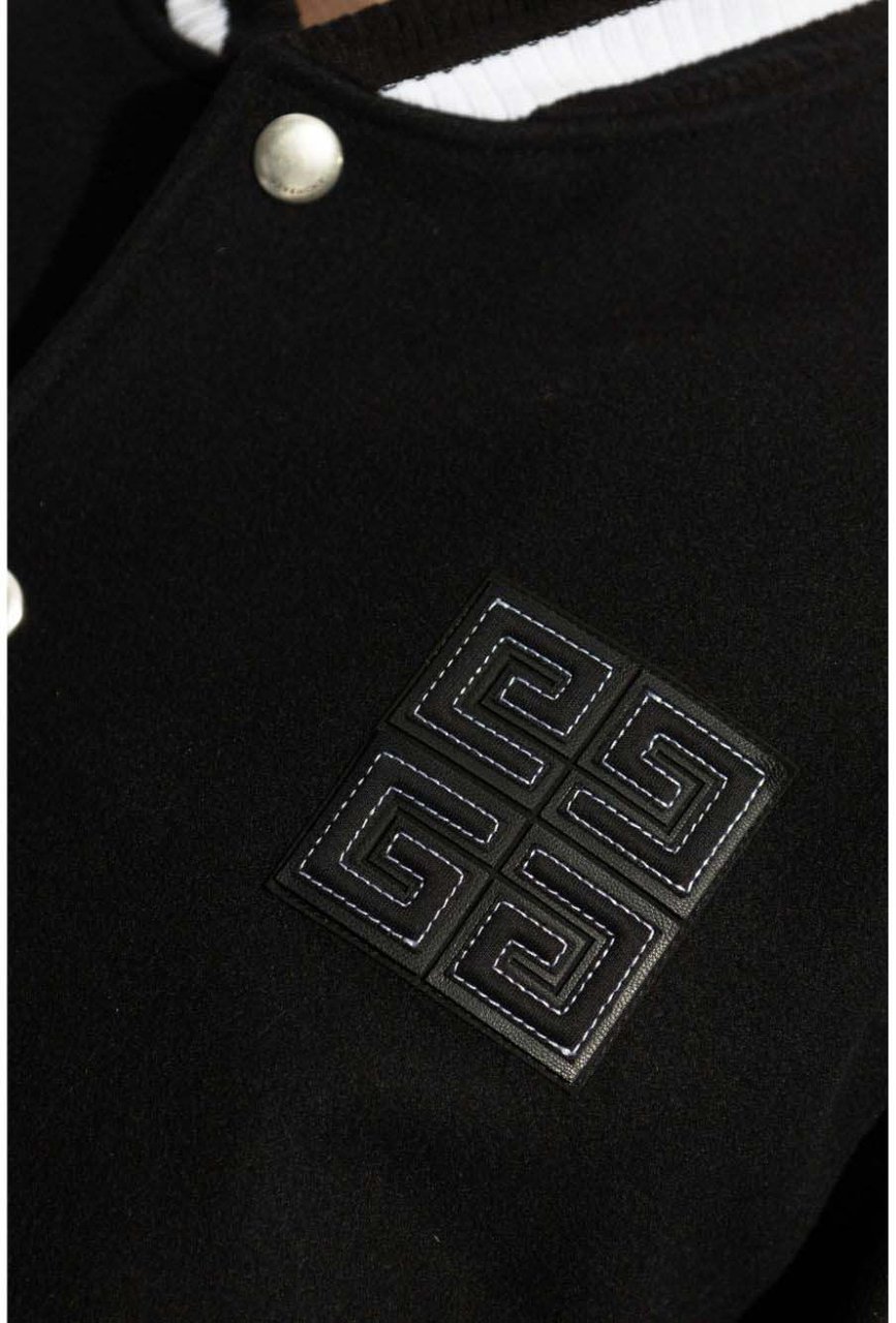 Givenchy Black Wool and Leather Jacket Zwart