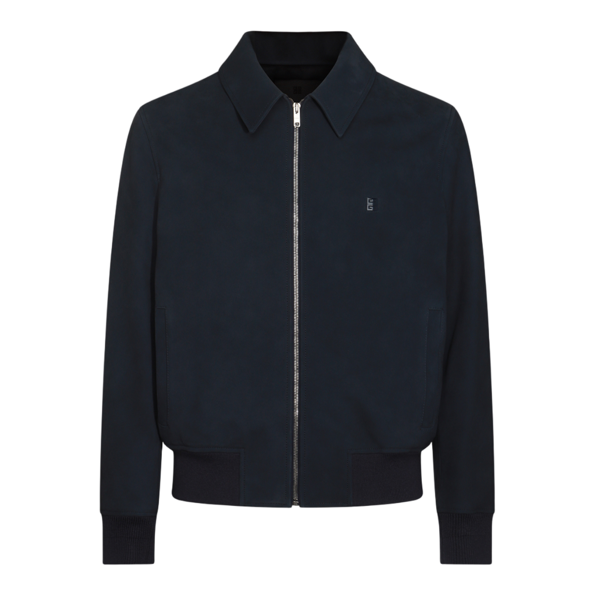 Givenchy Front-Zipper Minimalist Jacket With Classic Collar Zwart