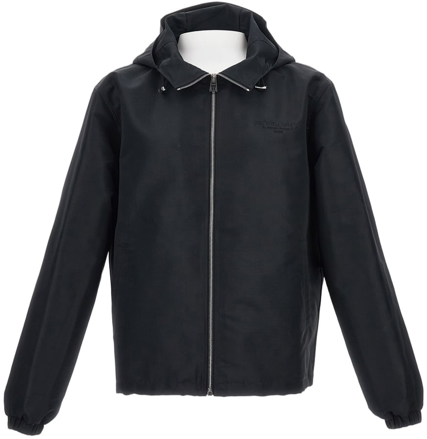 Givenchy Hooded Windproof Jacket With Front Zipper And Elasticized Cuffs Zwart