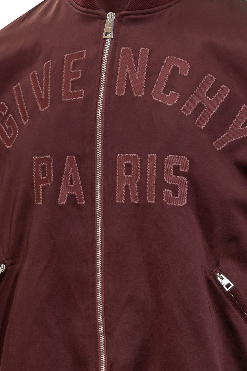 Givenchy Bomber Bordeaux con Logo Ricamato Givenchy Rood