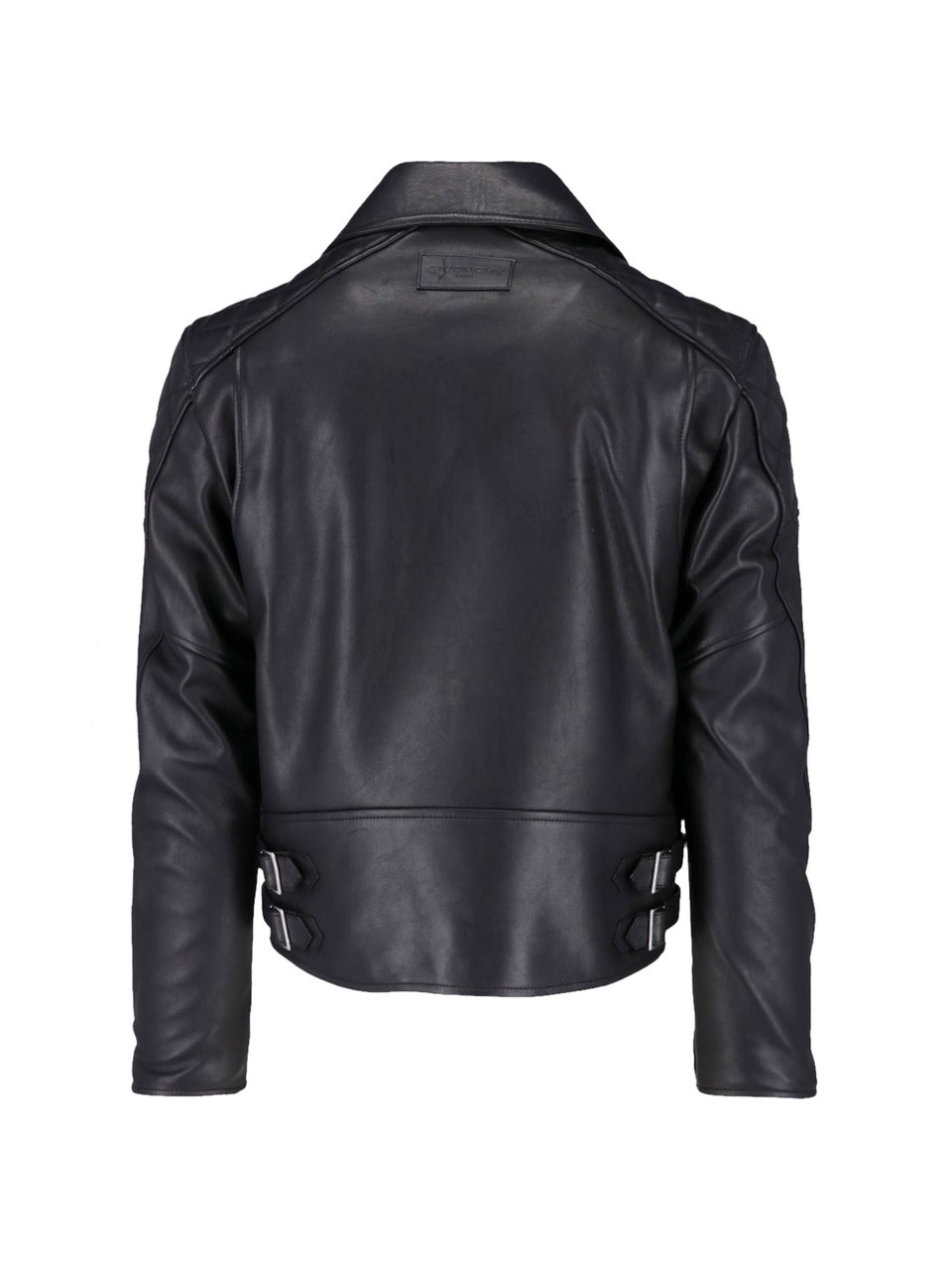 Givenchy Cropped Black Leather Jacket with Asymmetrical Zipper Zwart