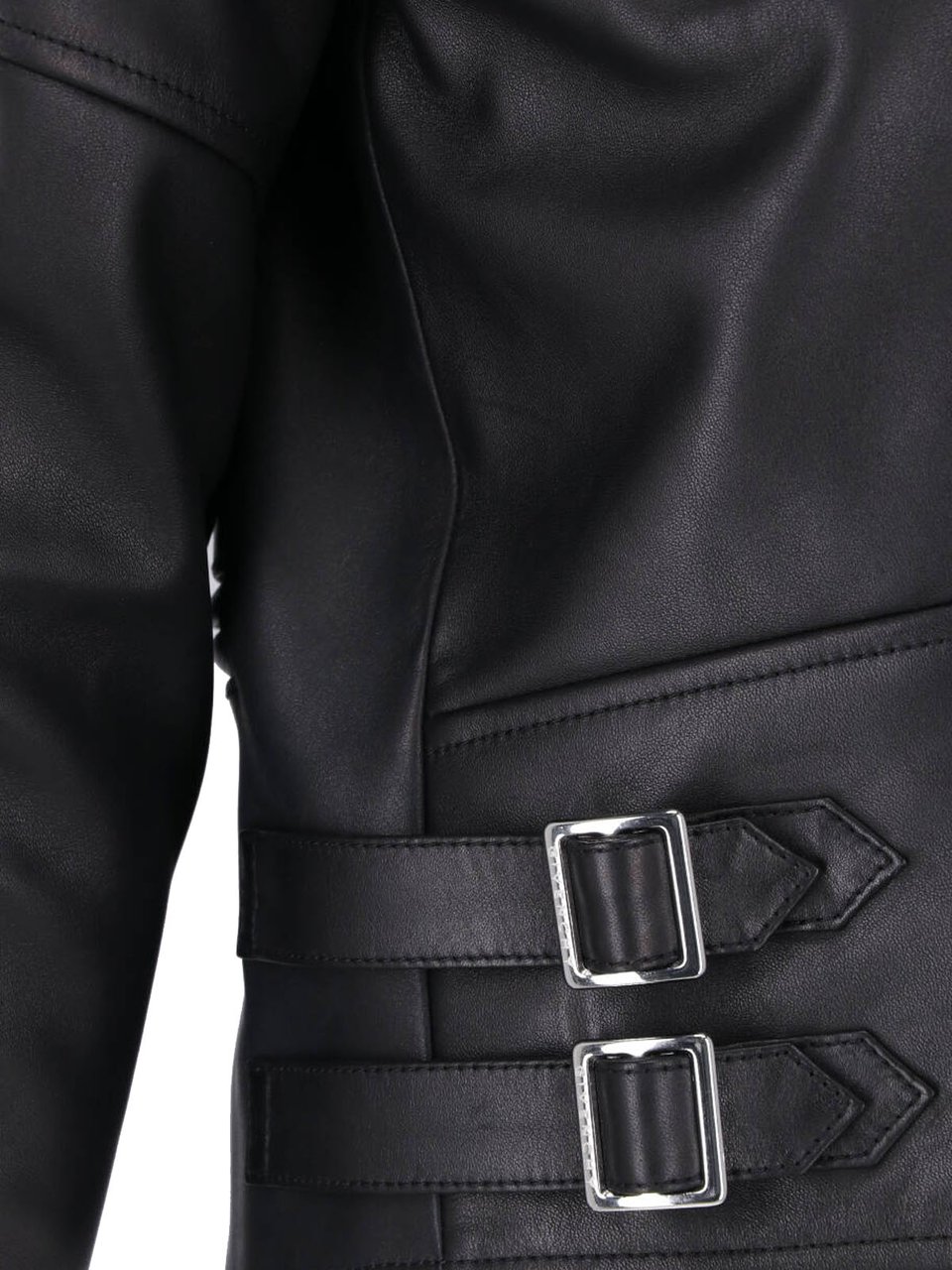 Givenchy Cropped Black Leather Jacket with Asymmetrical Zipper Zwart
