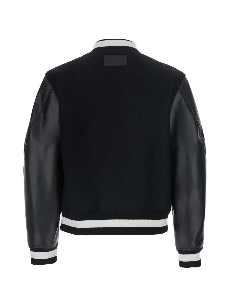 Givenchy Wool Varsity Contrast Leather Sleeves Blazer Zwart