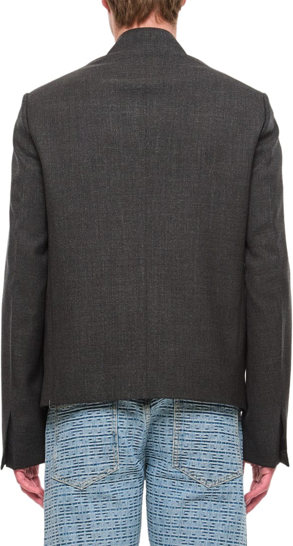 Givenchy Structured Zipped Jacket with Classic Collar and Tailored Fit Grijs