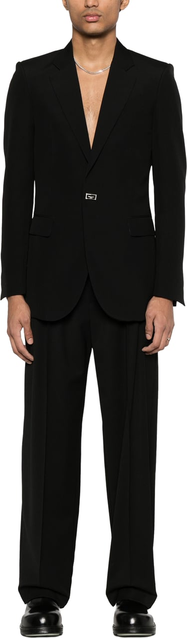 Givenchy Single-Breasted Structured Technical Wool Jacket Zwart