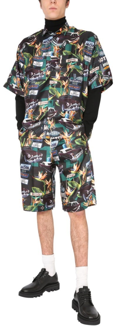 Givenchy Printed Silk Bermuda Shorts Grijs