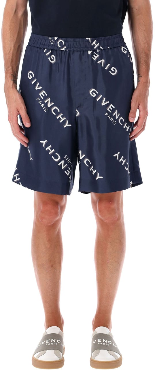 Givenchy Bermuda Logo Allover Blu Blauw