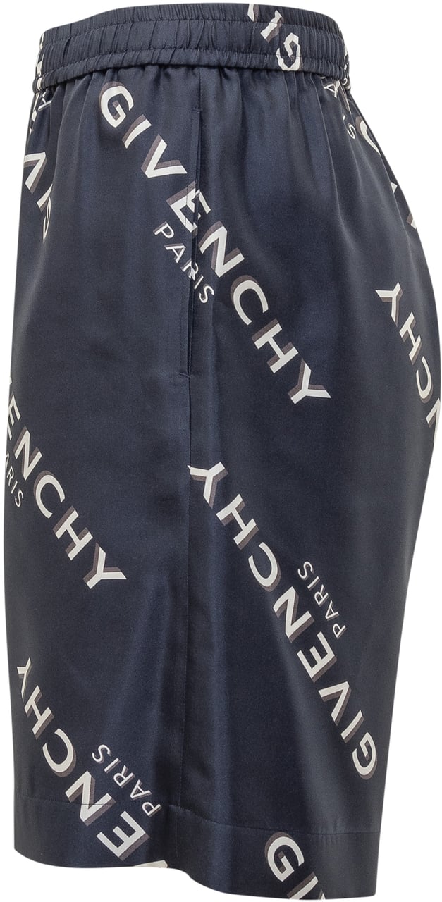 Givenchy Givenchy Shorts Blu in Seta con Logo Blauw
