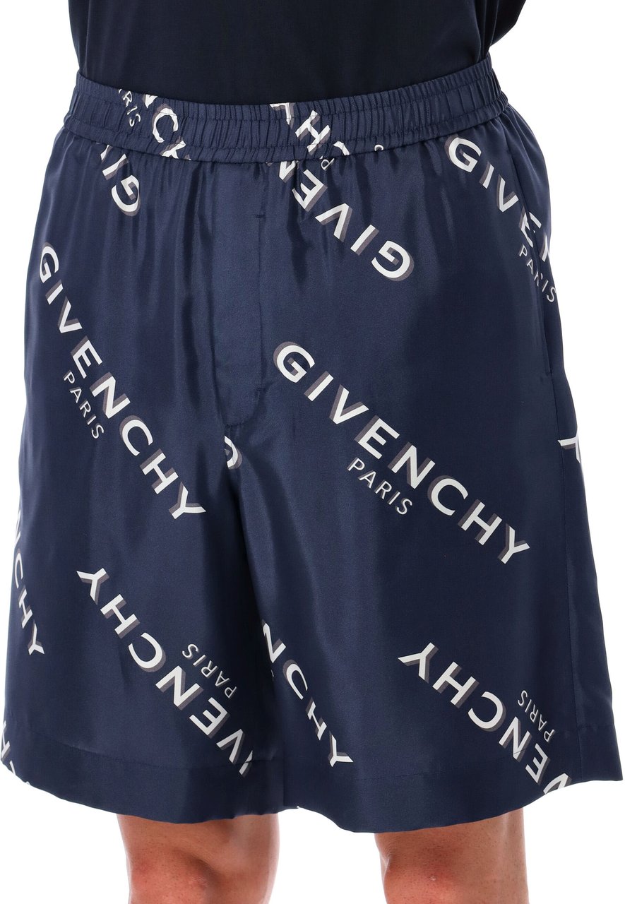 Givenchy Bermuda Logo Allover Blu Blauw