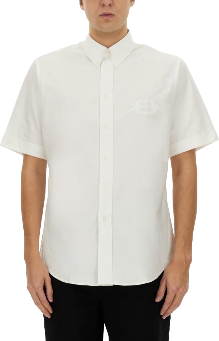 Givenchy Short-Sleeved Button-Down Cotton Shirt Wit