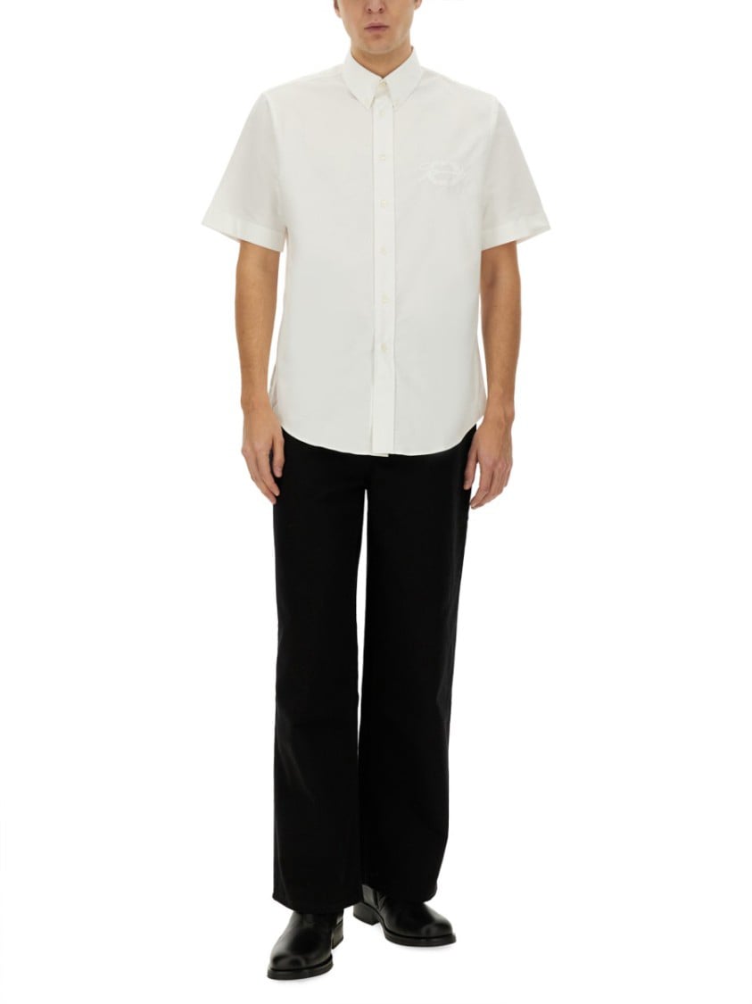 Givenchy Short-Sleeved Button-Down Cotton Shirt Wit