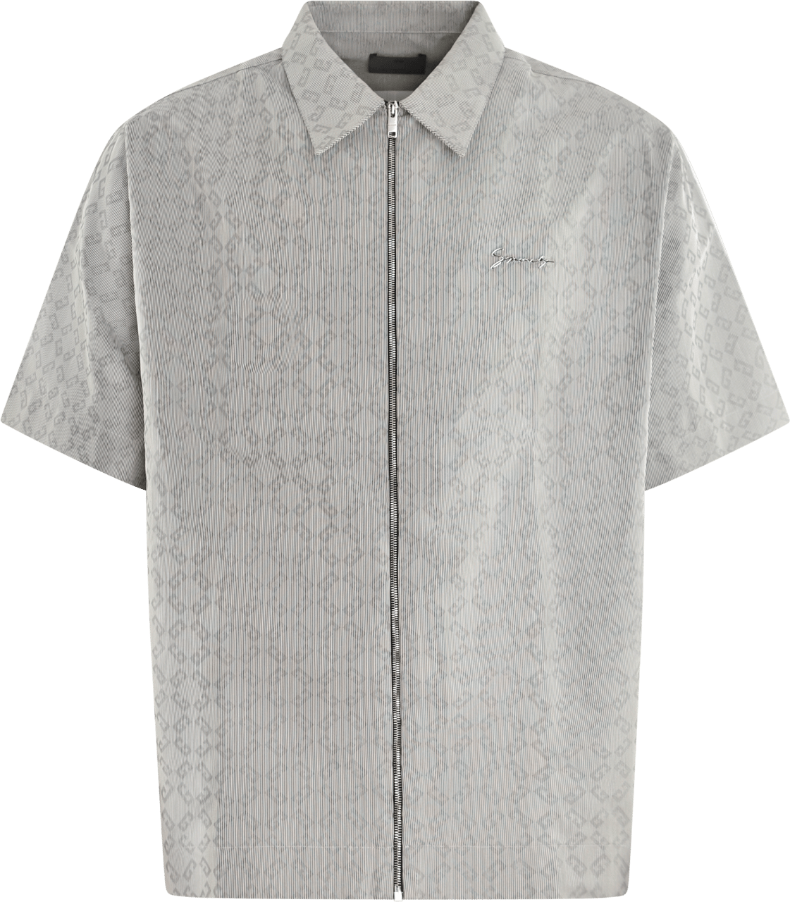 Givenchy Heren Zipped Monogram Shirt Grijs Grijs