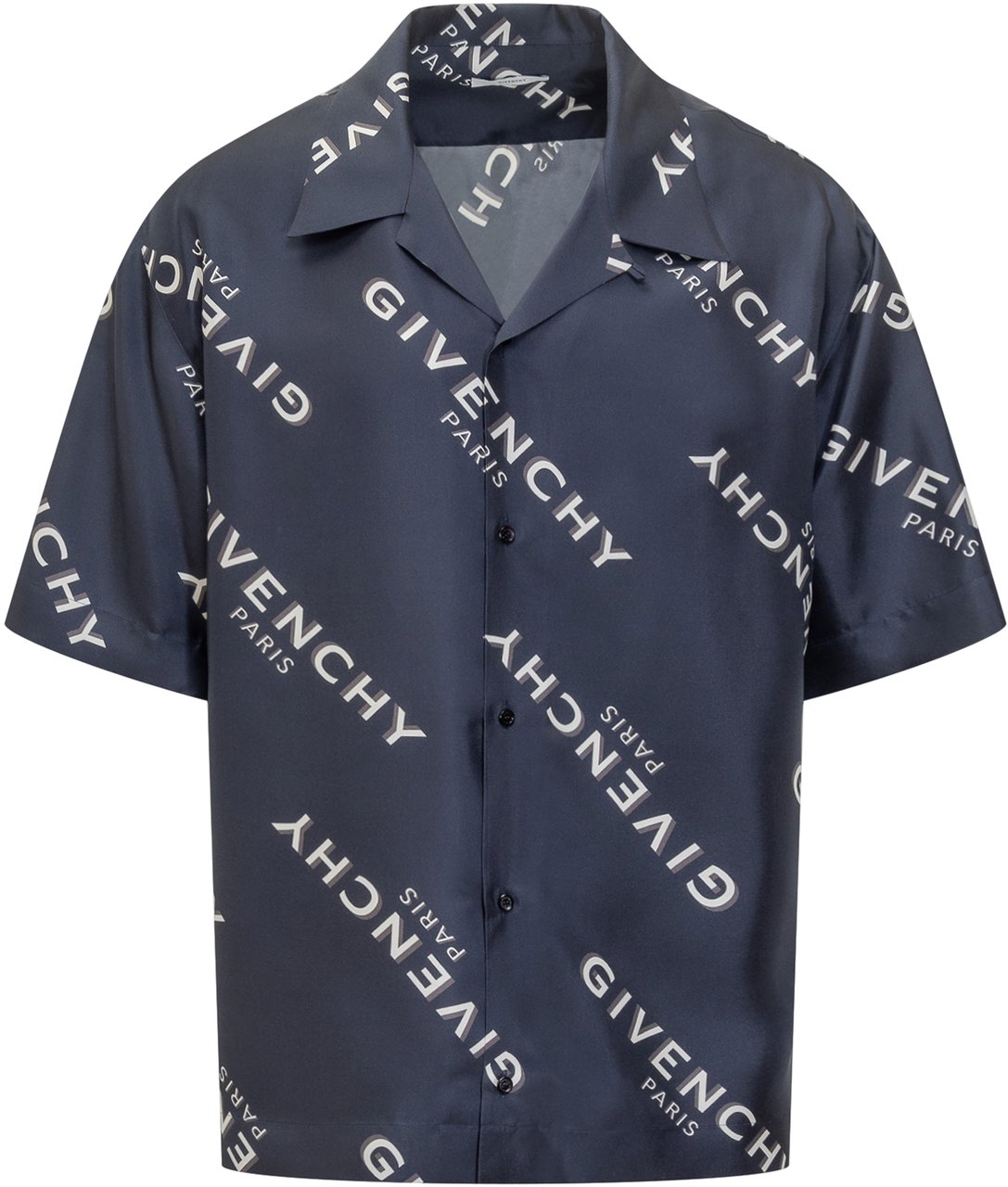 Givenchy Givenchy Camicia a Maniche Corte con Logo All Over Blauw