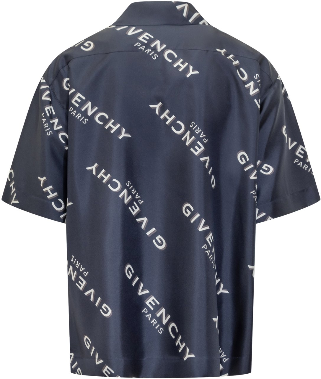 Givenchy Givenchy Camicia a Maniche Corte con Logo All Over Blauw