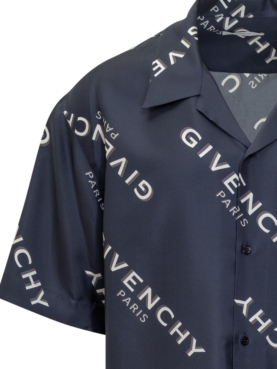 Givenchy Givenchy Camicia a Maniche Corte con Logo All Over Blauw