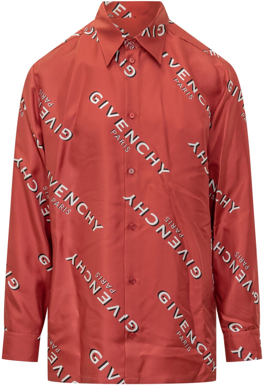 Givenchy Camicia Rossa in Seta con Logo Givenchy Rood