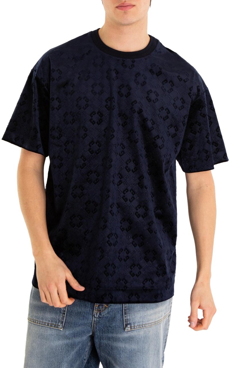 Givenchy Heren Monogram Velvet Shirt Blauw Blauw