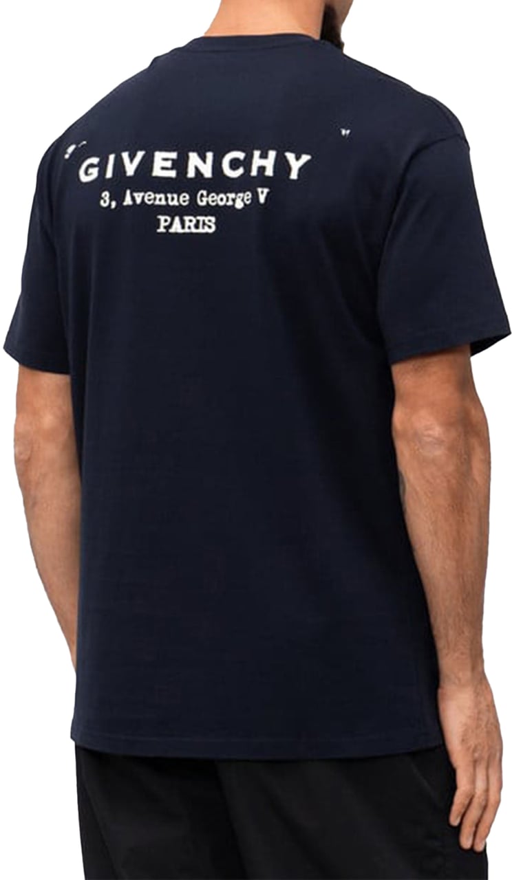 Givenchy Logo Cotton T-Shirt Navy Blauw