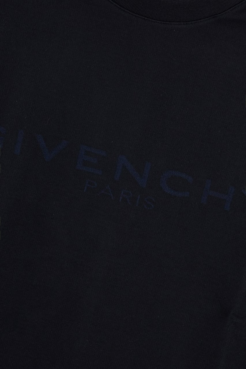 Givenchy Black cotton and silk t-shirt Zwart