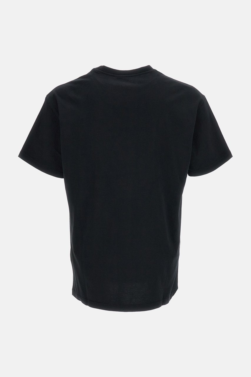 Givenchy Contrast Floral Print Cotton T-Shirt with Ribbed Collar Zwart