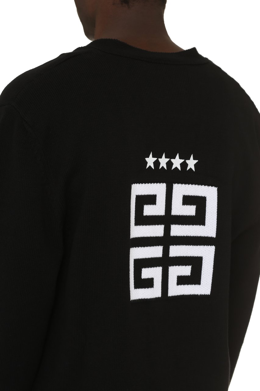 Givenchy Intarsia detail cotton cardigan Zwart