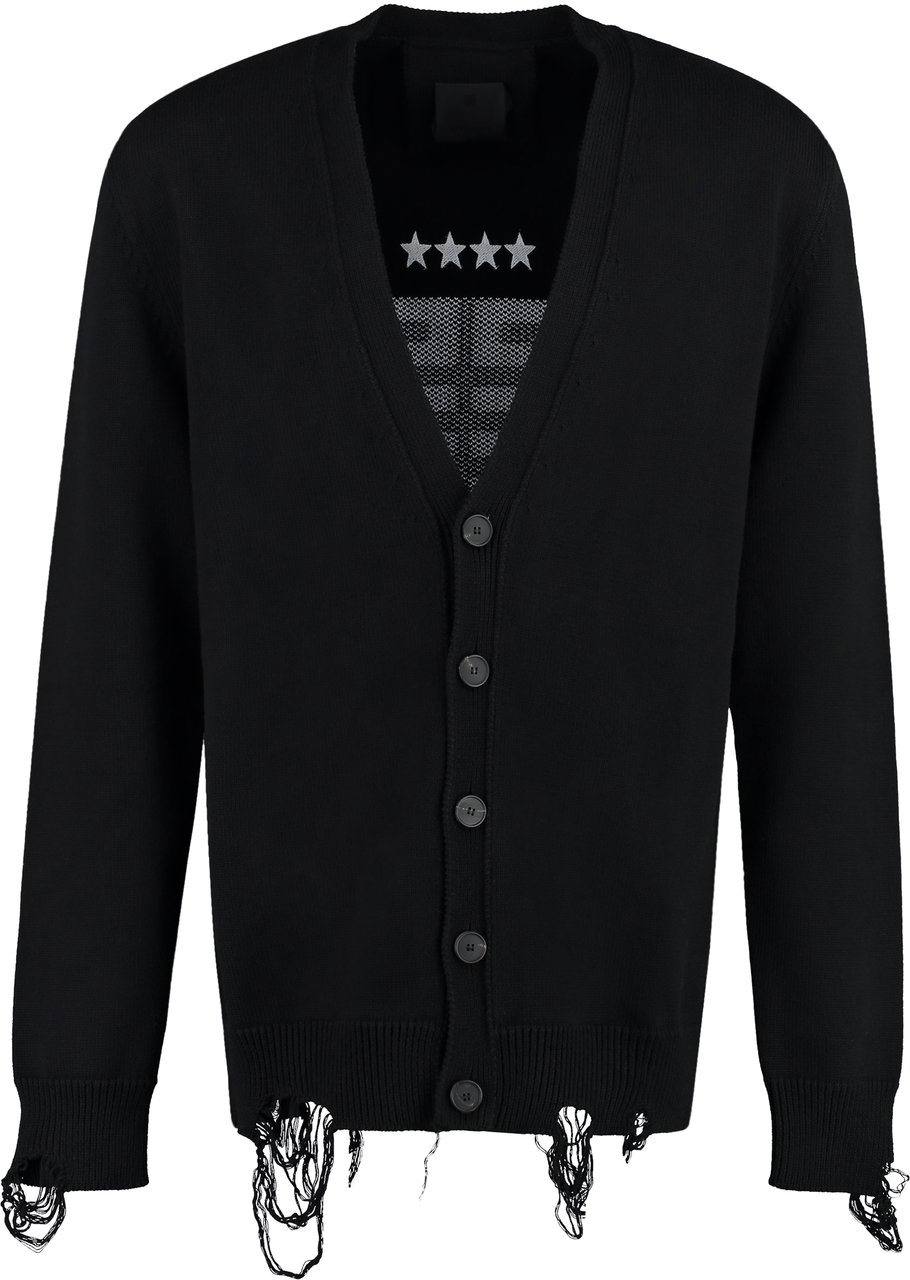 Givenchy Intarsia detail cotton cardigan Zwart