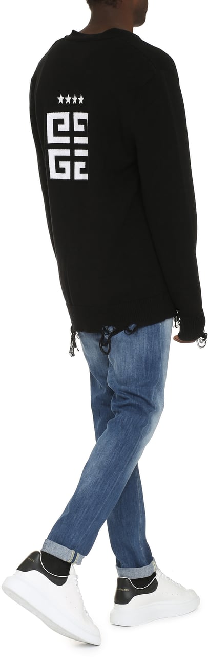 Givenchy Intarsia detail cotton cardigan Zwart