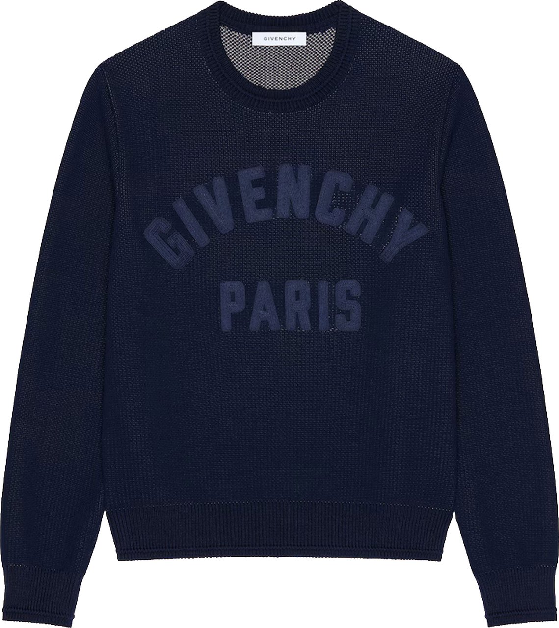 Givenchy Ottoman Detail Textured Cotton Crewneck Sweater Zwart