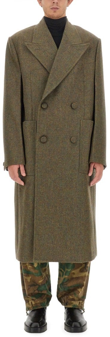 Givenchy Double-Breasted Oversize Wool Coat Groen