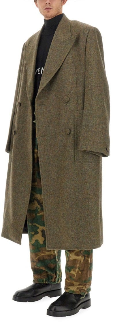 Givenchy Double-Breasted Oversize Wool Coat Groen