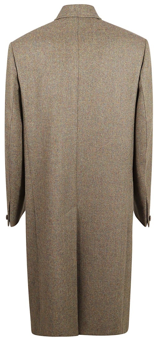 Givenchy Double-Breasted Tailored Coat With Herringbone Pattern Bruin