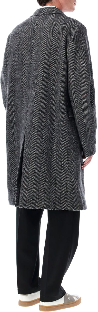 Givenchy Coat Herringbone Wool Nero Zwart