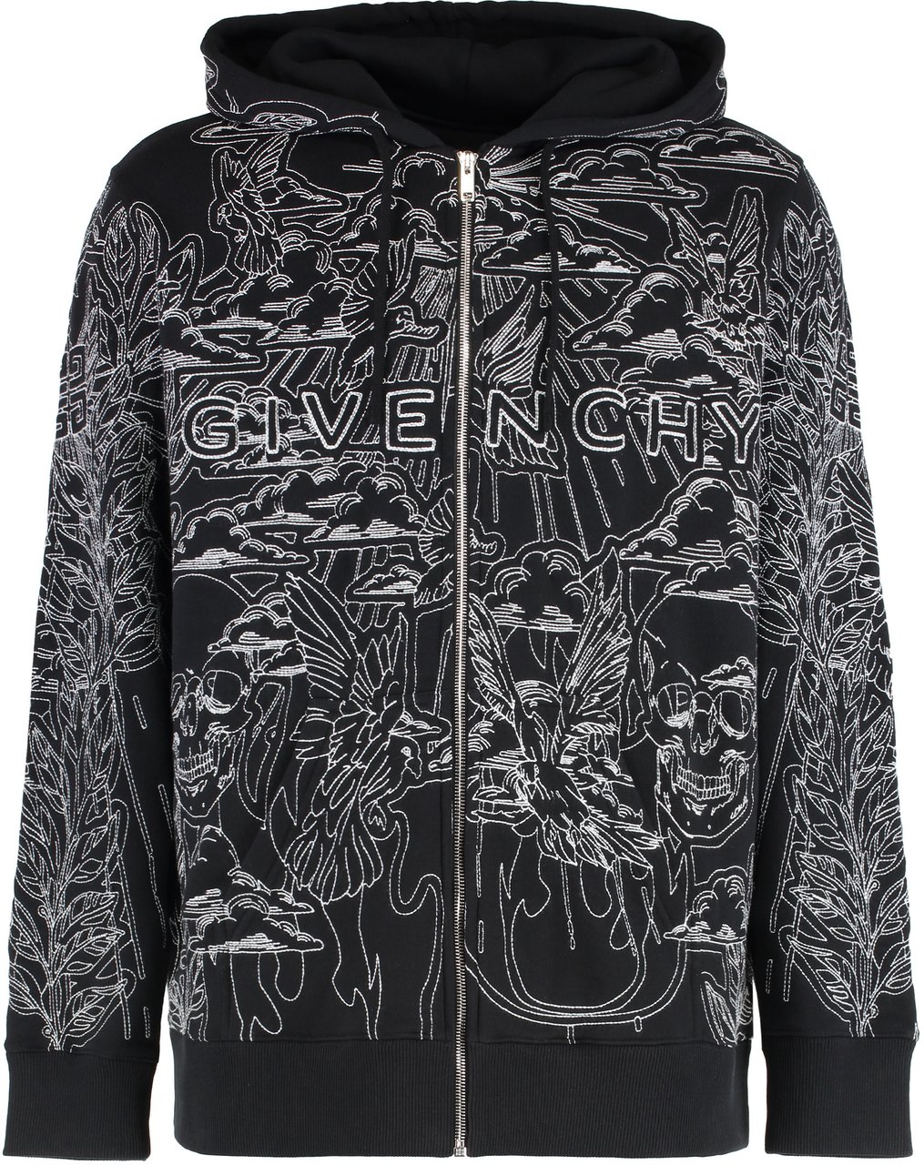 Givenchy Cotton full zip hoodie Zwart